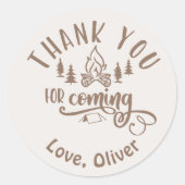 One Happy Camper Birthday Vielen Dank Runder Aufkleber (Vorderseite)