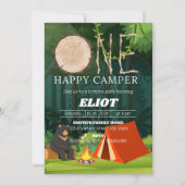 One Happy Camper Boy 1. Geburtstag Einladung (Vorderseite)