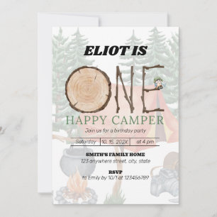 One Happy Camper Boy 1. Geburtstag Einladung