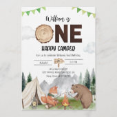 One Happy Camper Boy 1st Birthday Party Einladung (Vorderseite)