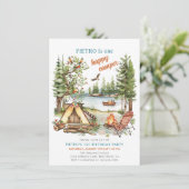 One Happy Camper Boys 1. Geburtstag Einladung (Stehend Vorderseite)