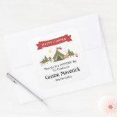 One Happy Camper Boys Birthday Quadratischer Aufkleber (Umschlag)