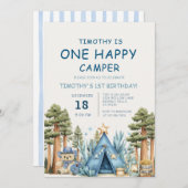 One Happy Camper Camping 1st Birthday Einladung (Vorne/Hinten)