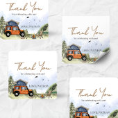 One Happy Camper Camping Boy Birthday Quadratischer Aufkleber