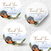 One Happy Camper Camping Boy Birthday Runder Aufkleber