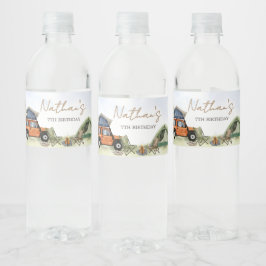 One Happy Camper Camping Boy Birthday Wasserflaschenetikett