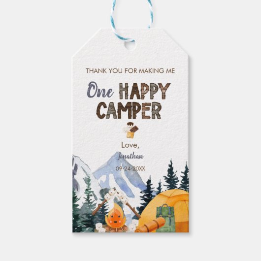 One Happy Camper | Camping Geburtstag Geschenkanhänger (Vorderseite)
