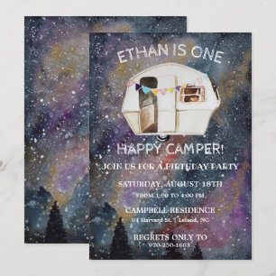 One Happy Camper Erste Geburtstagsparty Einladung
