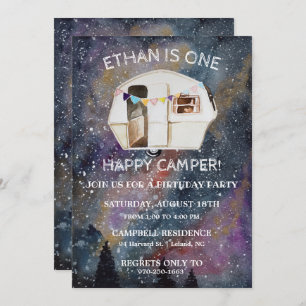 One Happy Camper Erste Geburtstagsparty Einladung