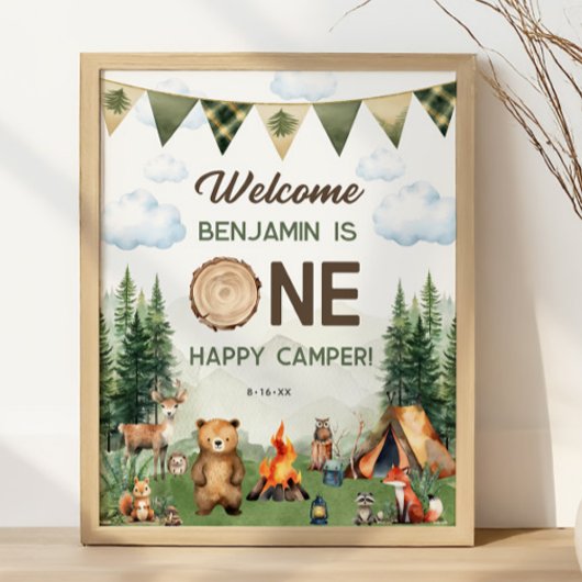 One Happy Camper Erster Geburtstag 16x20 Willkomme Poster
