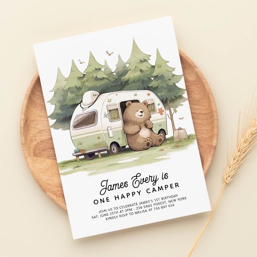 One Happy Camper Erster Geburtstag Einladung