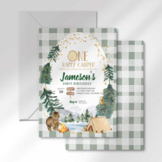 One Happy Camper Erster Geburtstag Einladung