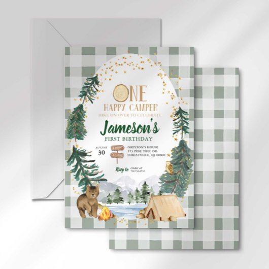 One Happy Camper Erster Geburtstag Einladung