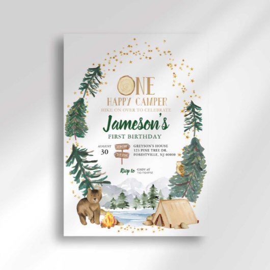 One Happy Camper Erster Geburtstag Einladung