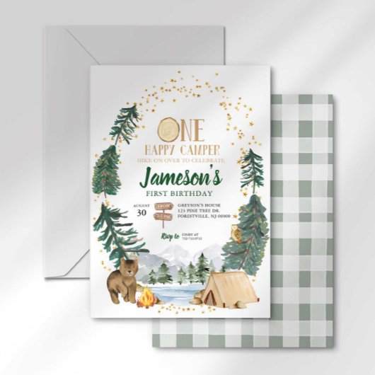 One Happy Camper Erster Geburtstag Einladung