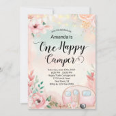 One Happy Camper Erster Geburtstag Einladung Campi (Vorderseite)
