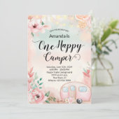 One Happy Camper Erster Geburtstag Einladung Campi (Stehend Vorderseite)