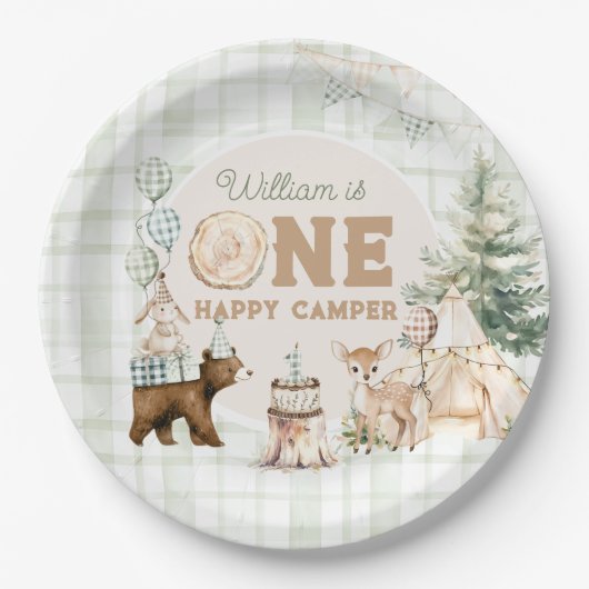One Happy Camper Erster Geburtstag Pappteller (Vorderseite)