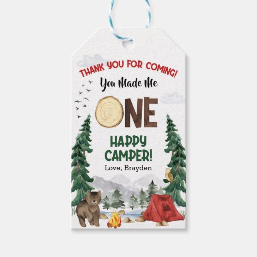 One Happy Camper Favor Tag Geschenkanhänger (Vorderseite)