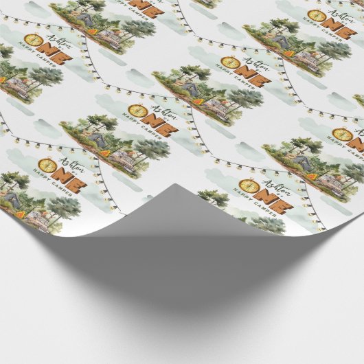 One Happy Camper First Birthday  Geschenkpapier (Ecke)