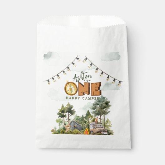One Happy Camper First Birthday  Geschenktütchen (Vorderseite)