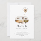 One Happy Camper First Birthday Invitation Einladung (Vorderseite)