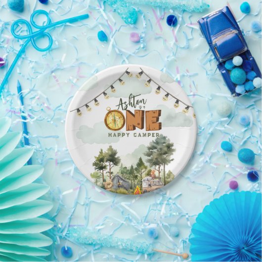 One Happy Camper First Birthday  Pappteller (Party)