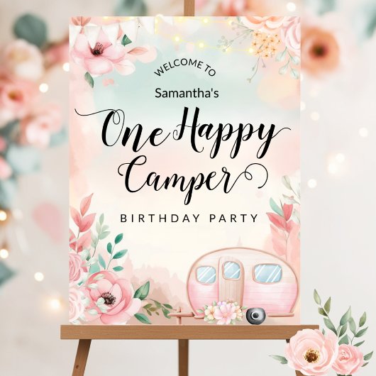 One Happy Camper First Birthday Poster