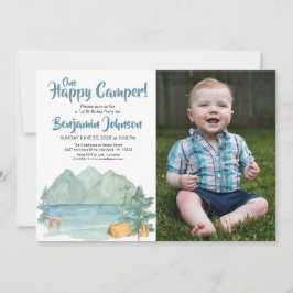 One Happy Camper Foto Mountains Jungs 1. Geburtsta Einladung