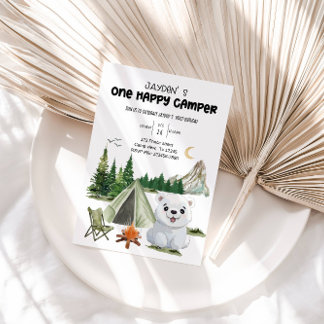 🎉 One Happy Camper Geburtstag - Abenteuer wartet! Einladung