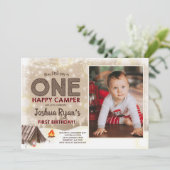 One Happy Camper Geburtstag Einladung Camping Part (Stehend Vorderseite)