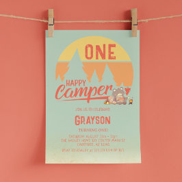 One Happy Camper Green zum Geburtstag Einladung