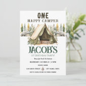 One Happy Camper Kindergeburtstag Einladung (Stehend Vorderseite)