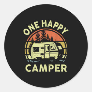 One Happy Camper Mama Vater Funny Rv Camping Klein Runder Aufkleber