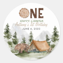 One Happy Camper Mountain Forest Bär 1. Geburtstag
