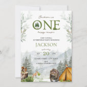 ONE Happy Camper Mountains Adventure 1. Geburtstag Einladung (Vorderseite)