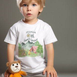 One Happy Camper Personalisiert 1. Geburtstag Baby T-shirt