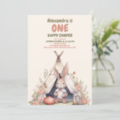 One Happy Camper Rustic 1. Geburtstag Einladung (Stehend Vorderseite)