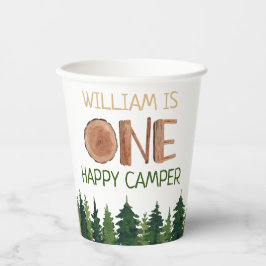 One Happy Camper Rustic 1. Geburtstag Name Pappbecher