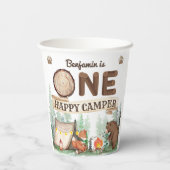 One Happy Camper Rustic Birthday Paper Cups Pappbecher (Rückseite)