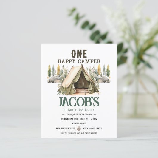 One Happy Camper Rustic Birthday Paper Sheet (Stehend Vorderseite)