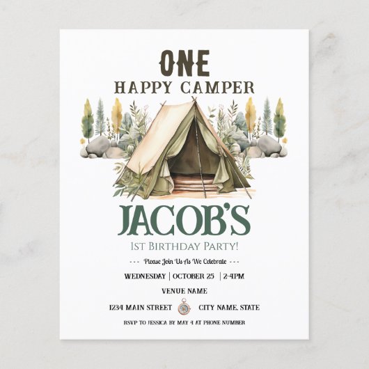One Happy Camper Rustic Birthday Paper Sheet (Vorderseite)