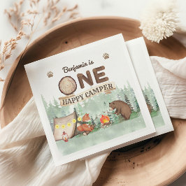 One Happy Camper Rustic Geburtstag Napkins Serviette