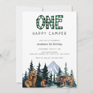 One Happy Camper | Rustikale Einladungen zum Gebur