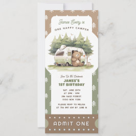 One Happy Camper Ticket Admit One Einladung
