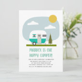 One Happy Camper Turquoise Trailer Geburtstag Einladung (Stehend Vorderseite)