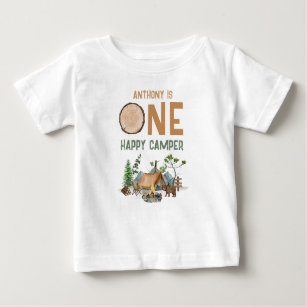 One Happy Camper Watercolor Woodland 1. Geburtstag Baby T-shirt