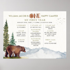 One Happy Camper Watercolor Woodland Meilenstein Poster