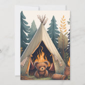 One Happy Camper Wood Boys 1. Geburtstag Einladung (Rückseite)