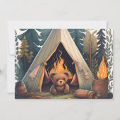 One Happy Camper Wood Boys 1. Geburtstag Einladung (Rückseite)